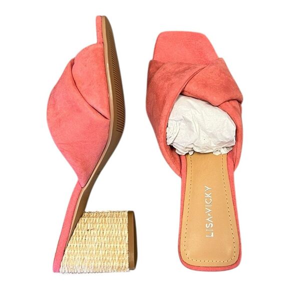 Lisa Vicky Sunkissed Pink Impress Block Heel Suede Sandal 6 - Picture 1 of 3